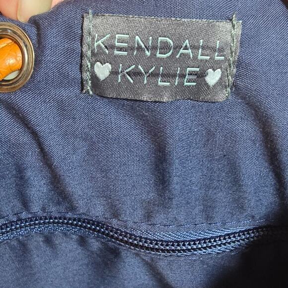 Kendall & Kylie Denim Vegan Leather Backpack With Pointed Studs Chambray Bag - Picture 8 of 8